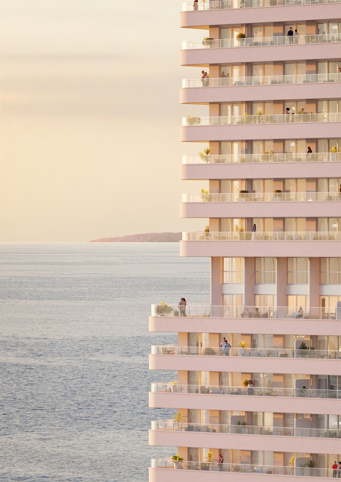 Balcons de la tour M99 face à la mer Méditerranée